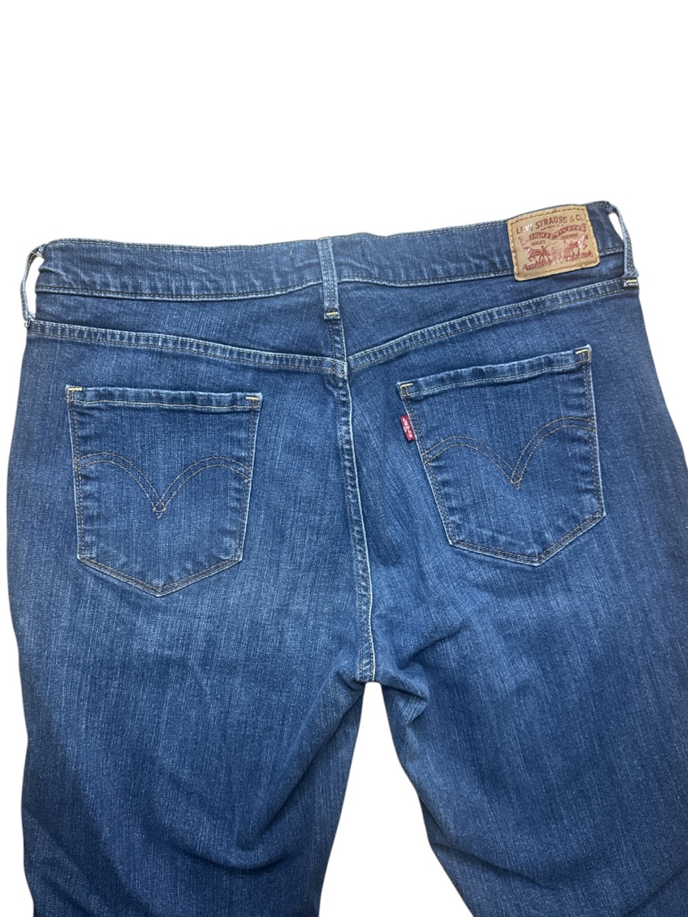 Levi’s 505 Straight Leg Jeans Women’s Size 14 Medium Blue Wash Stretch Denim - Picture 4 of 6